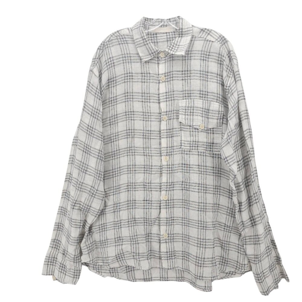 CP Shades White and Gray Plaid Casual Button-Down Shirt XL